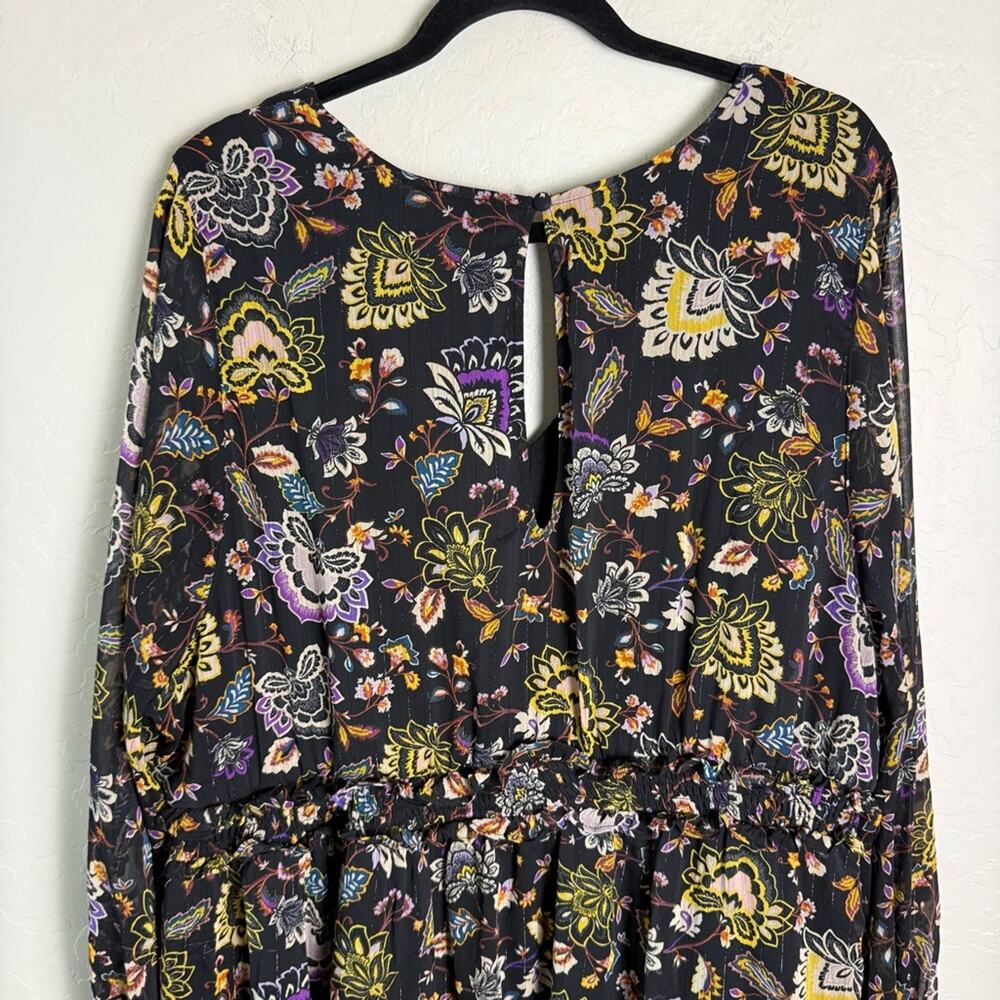 Torrid Black Floral Chiffon Lurex V Neck Tiered Maxi Dress 3X 18491136 - Picture 9 of 16